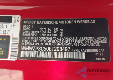 2014 Mini Convertible Cooper S z USA, uszkodzony, nr VIN WMWZP3C50ET298497